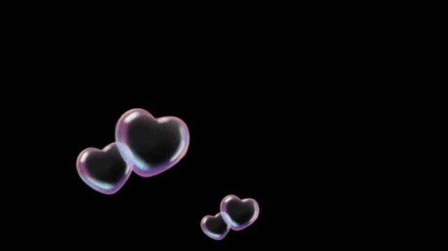 Heart love bubble motion graphics clip template with colorful lights animation. HD resolution with hyper realistic 4K black Background.