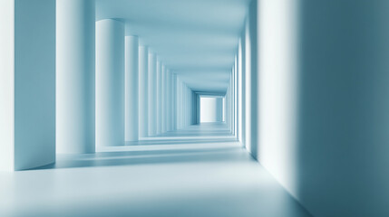 Obraz premium Abstract corridor with columns and soft light in a minimalist architectural setting
