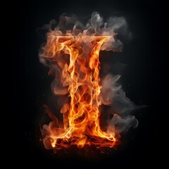 Fiery Letter I, Flaming Alphabet, Alphabet on Fire