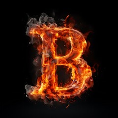 Fototapeta premium Fiery Letter B in Flames and Smoke