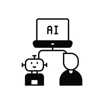 turing test glyph icon with white background vector stock illustration