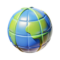 Fototapeta premium Digital light line globe 3d cartoon style illustration 
