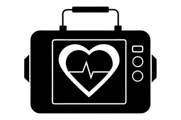 Defibrillator Machine Silhouette Vector Illustration - Medical Emergency Device Design