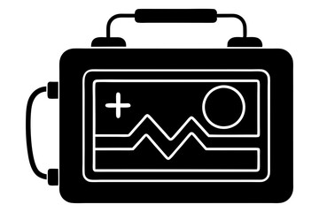 Defibrillator Machine Silhouette Vector Illustration - Medical Emergency Device Design