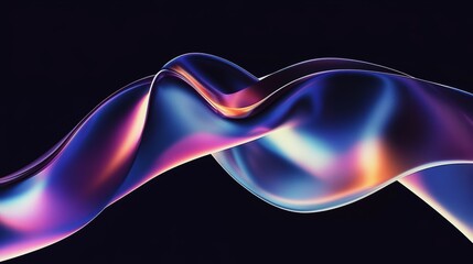 Abstract 3D Fluid Wave Motion Metallic Glossy Background Iridescent Colorful Artwork