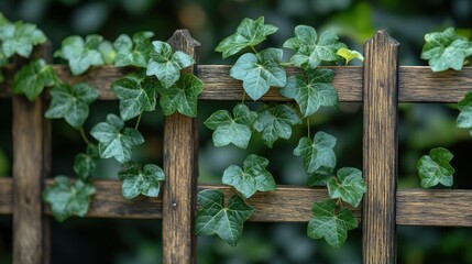 Green Ivy on Wooden Fence