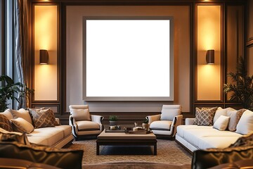 Fototapeta premium Mock up concept. Poster frame in room interior. 3d Illustration.