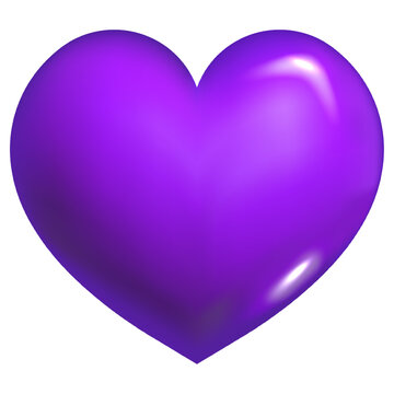 3D vibrant purple heart for Valentine's day celebrations and romantic decor isolated on transparent background. Vector