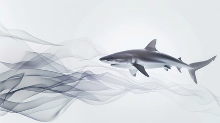 Obraz premium Shark in Abstract Flowing Fabric