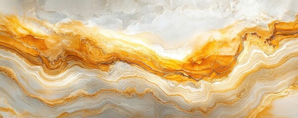 Obraz premium Golden and creamy marble close-up, flowing veins, Chardonnay-inspired earthy luxury