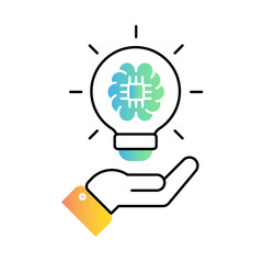 Fototapeta premium It Solutions Icon – Hand Holding Tech Object, Representing IT Support and Innovative Services