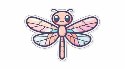Obraz premium Cute Cartoon Dragonfly Sticker