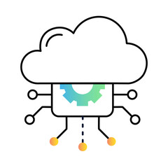 Cloud Computing Icon – Cloud with Circuit Connections, Representing Online Data and IT Services