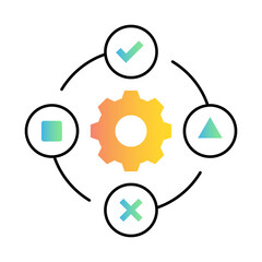 Adaptive Systems Icon – Gears in Circular Design, Representing Flexibility and Technological Adaptation