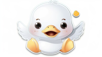 Fototapeta premium Adorable Baby Duckling Cartoon Illustration
