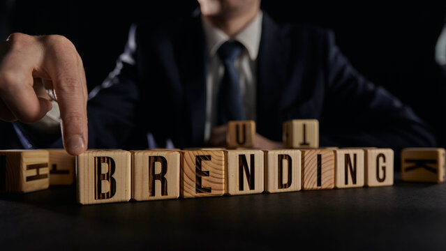 Business brand or brending concept on black background