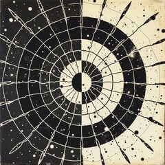 Geometric black and white futuristic abstract background with grunge elements - generative AI