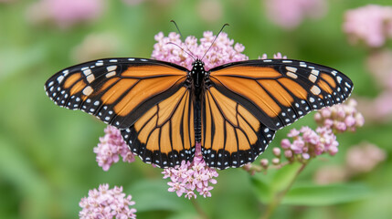 Fototapeta premium Monarch Butterfly on Blooming Flower in Nature
