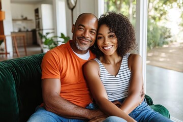 Obraz premium African American couple enjoying intimate moment at home