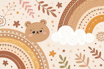 Obraz premium cute beautiful cartoon light brown background