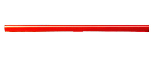 Perfectly isolated close-up of a red plastic drinking straw with a clipping path.