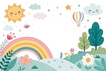 cute beautiful cartoon light white background