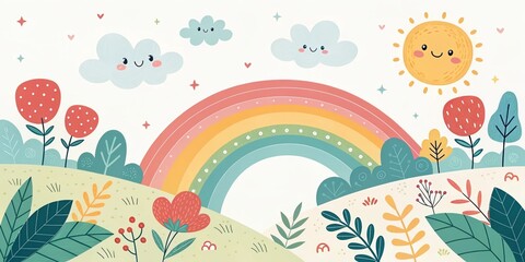 Obraz premium cute beautiful cartoon light white background