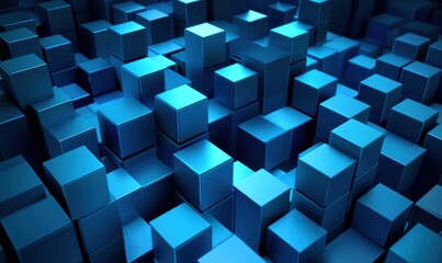 Obraz premium Abstract background of blue metallic cubes.
