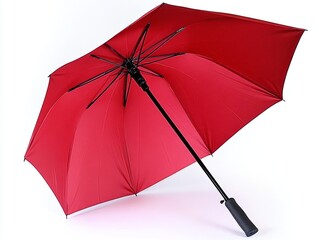 Red Umbrella Lying Flat on White Background with Casual Appearance