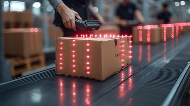 Warehouse worker scanning packages