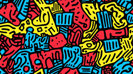 Colorful graffiti style seamless pattern