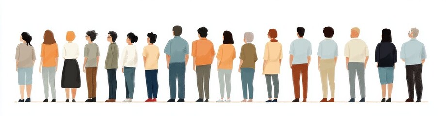 Diverse People Standing Together in Line Representing Inclusion and Unity