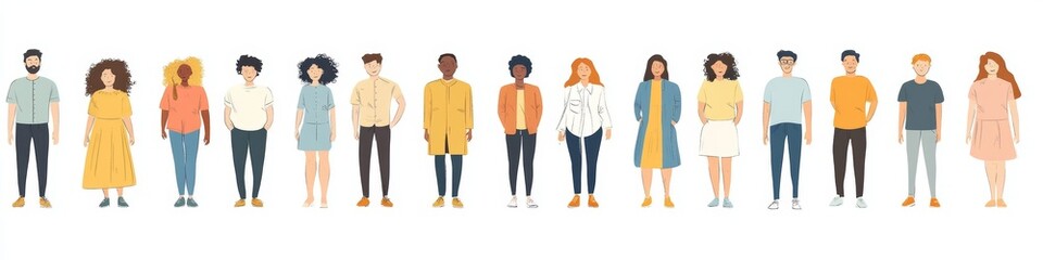 Fototapeta premium Diverse Multicultural Children Standing Together in Unity Flat Vector Illustration