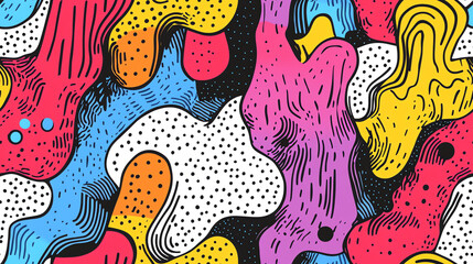 Dynamic organic seamless pattern with colorful shapes