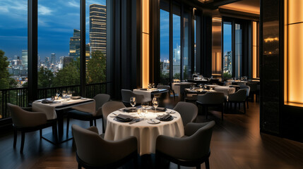 Gourmet Dishes in Elegant Restaurant Setting