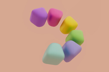 A colorful row of cubes arranged in a spiral