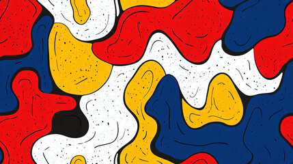 Obraz premium Retro waves seamless pattern in bold primary colors