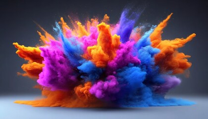 Vibrant Color Explosion Abstract Digital Art Smoke Paint Splash