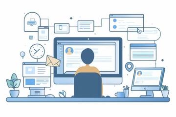 Person working on a laptop, carefully wording an email to an employer about public relations experience