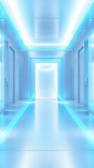 Obraz premium Futuristic Corridor with Blue Lighting