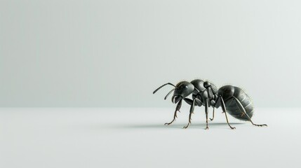 Black ant with gold details on a white background. AI generative. .
