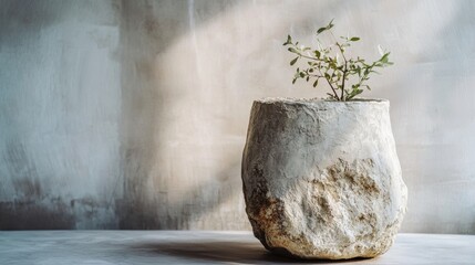 Plant in Stone Pot.