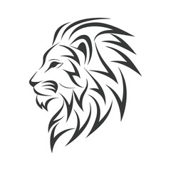 Minimalist lion head tribal vector illustration.
