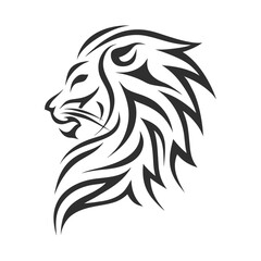 Minimalist lion head tribal vector illustration.