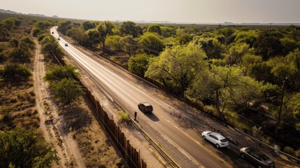 Fototapeta premium Scenic View of a Highway Surrounded by Nature