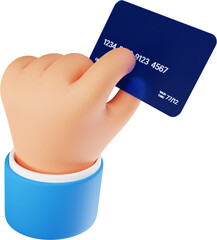 신용카드 3D 렌더링 손 제스처 그림