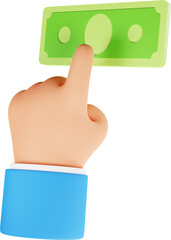 지폐 3D 렌더링 손 제스처 그림