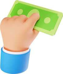 지폐 3D 렌더링 손 제스처 그림