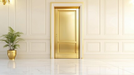 Luxury Office Door: Golden Accents & Minimalist Style