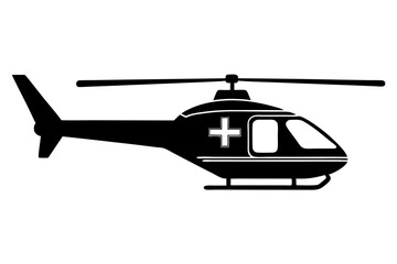 Emergency Medical Helicopter Silhouette Vector Illustration - Air Ambulance Design